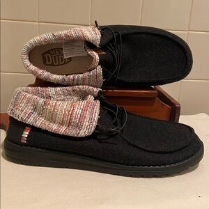 🩷Hey Dude Wendy Fold Baja Boot Slip on Black / Multi Size 10